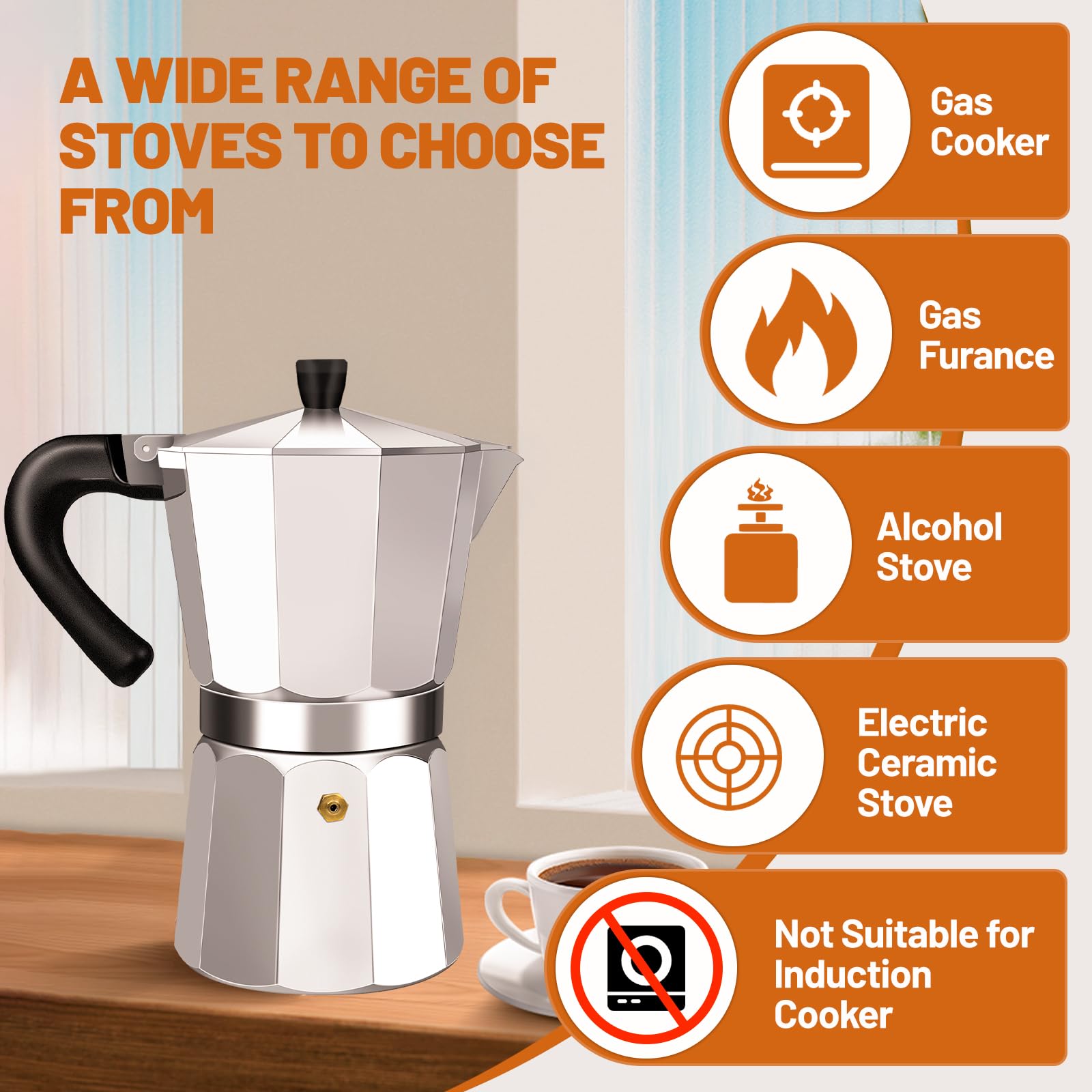 Amazon.com: DITOSH 9 Cup Aluminum Espresso Stovetop Moka Pot
